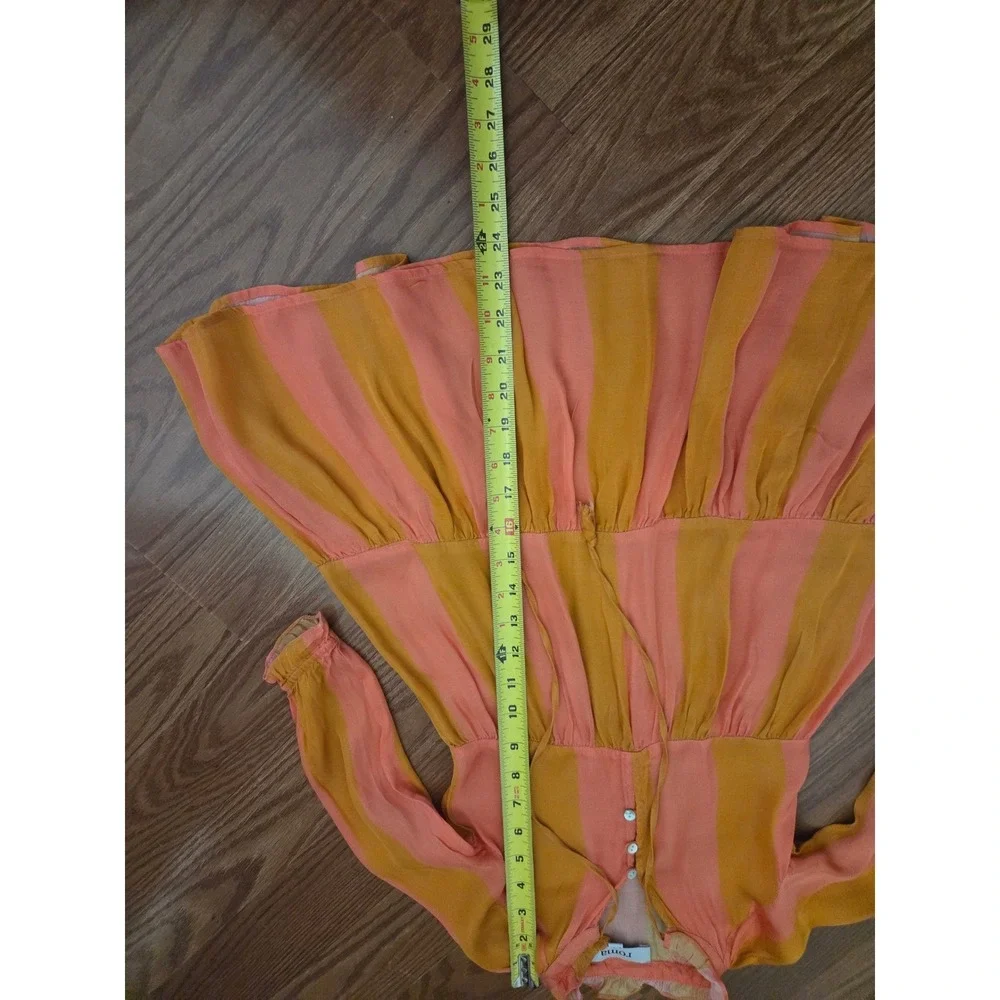 Roma Kids Orange Pink Striped Tiered Modal Satin Dress Size 2-3Y Long Sleeve